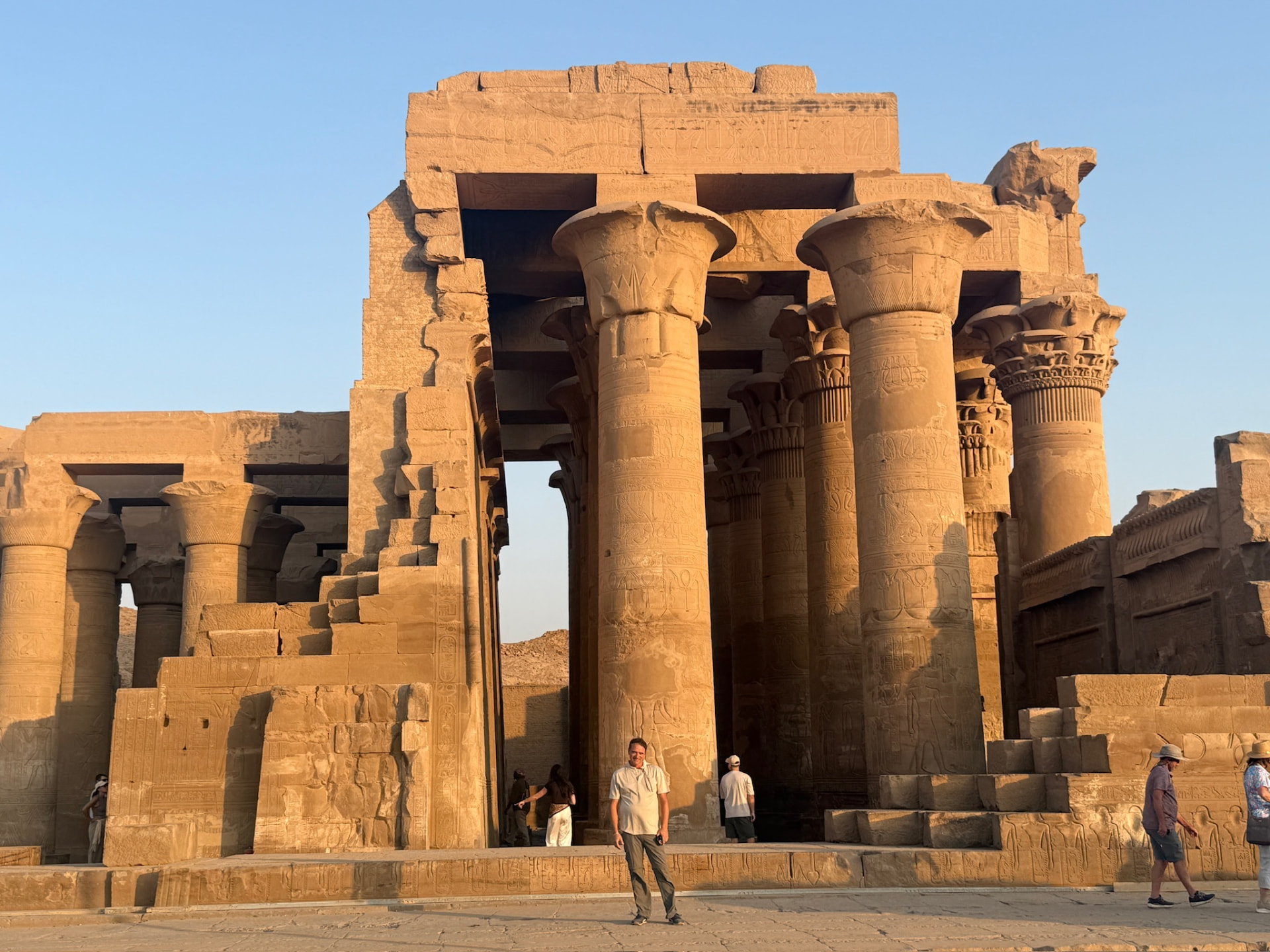 Temple columns at golden hour